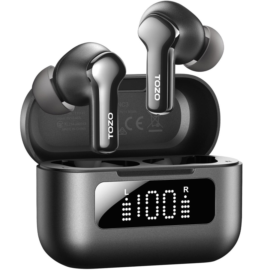 Hybrid Active Noise Cancelling Wireless Earbuds with 6 Mics AI Clear Call Ear Buds 68H Playtime with LED Display 32 Preset EQs via APP Bluetooth 5.3 IPX8 Waterproof in Ear Headphones