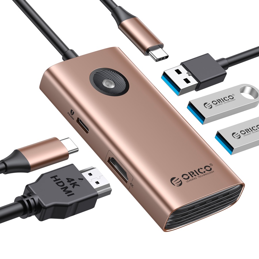 ORICO 5 in 1 USB C Docking Station - HDMI 4K, 60W Power Delivery, USB 3.0 and 2 USB 2.0 Ports for MacBook, XPS and More