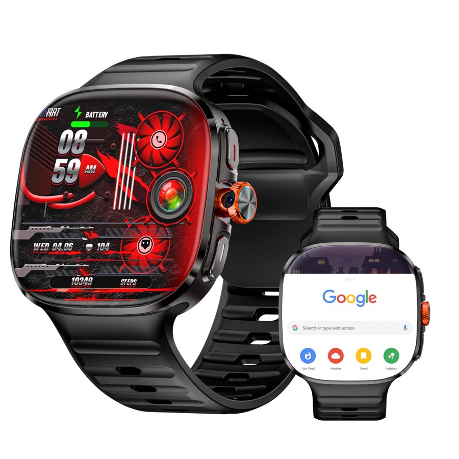 Smartwatch, supports 4G LTE and SIM card, 2.16 AMOLED full touchscreen, with GPS, camera, fitness, heart rate, and sleep tracker, WiFi + 4G, compatible with Android and iOS systems