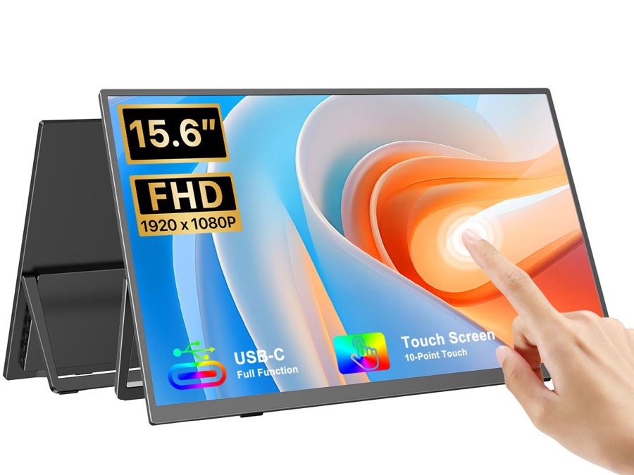 UPERFECT 15.6" 1080P Portable Touchscreen Monitor 10-Point Touch, FHD IPS Display, 125% sRGB HDR, Ultra-Slim USB-C Plug & Play, VESA Mountable, Built-in Dual Speakers, Compatible with Laptop, Phone