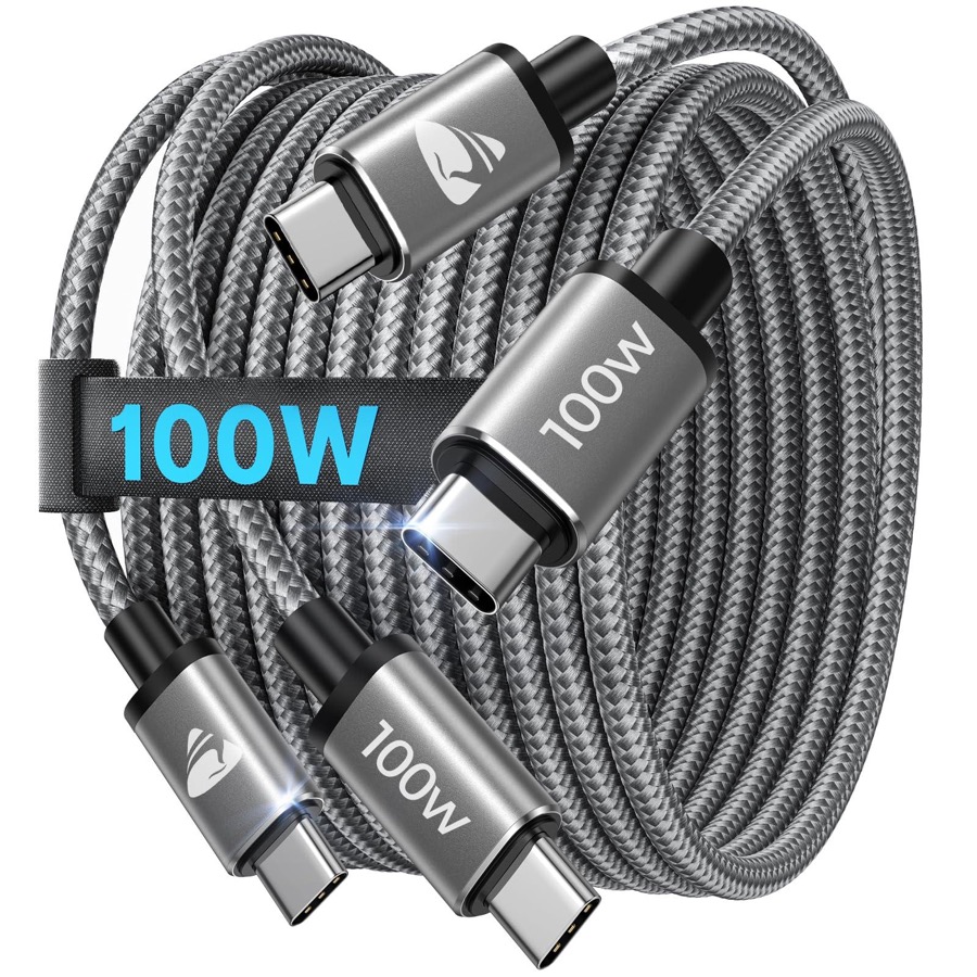 USB C to USB C Cable 100W USBC to USBC [6.6FT 2-Pack] C to C Cable Fast Charging Braided Type C Charger Cord for iPhone 17 16 15 Pro Max Plus, MacBook Pro/Air, iPad Pro, Samsung Galaxy S26/S25, Pixel