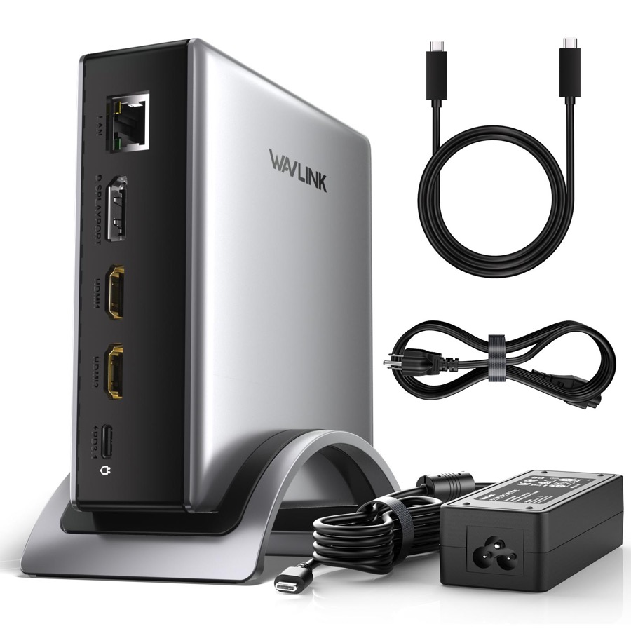 WAVLINK PD3.1 Triple Display USB C Docking Station with 140W Power, 8K HDMI x 2 + 8K Displayport Triple Display Dock, RJ45, 10G USB-C, 2 USB-A 3.0,3.5mm Audio/Mic, for M1/M2/M3&Win